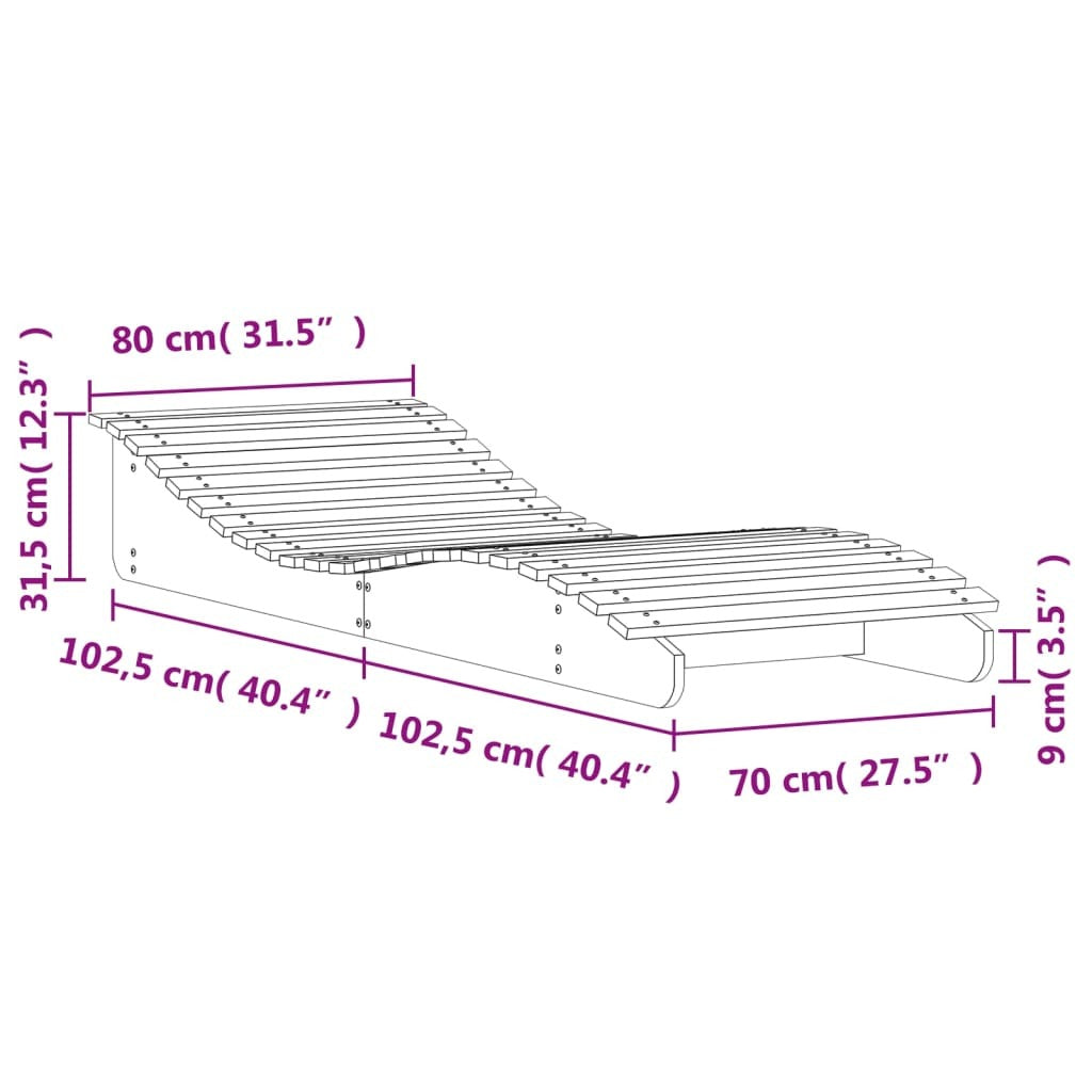 vidaXL Sun Lounger Wax Brown 205x80x31.5 cm Solid Wood Pine