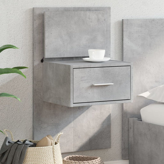 vidaXL Wall-mounted Bedside Cabinet with LED Lights Concrete Grey