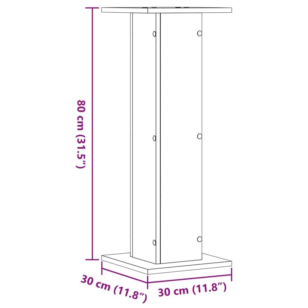 vidaXL Speaker Stands 2 pcs Sonoma Oak 30x30x80 cm Engineered Wood