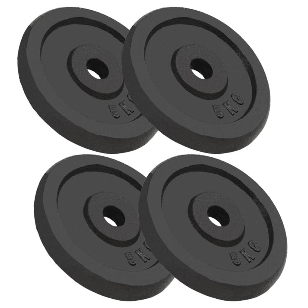 vidaXL Weight Plates 4 pcs 4x5 kg Cast Iron