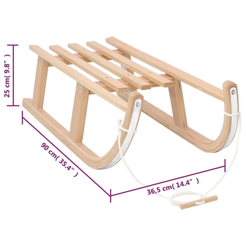 vidaXL Snow Sledge 90x36.5x25 cm Plywood