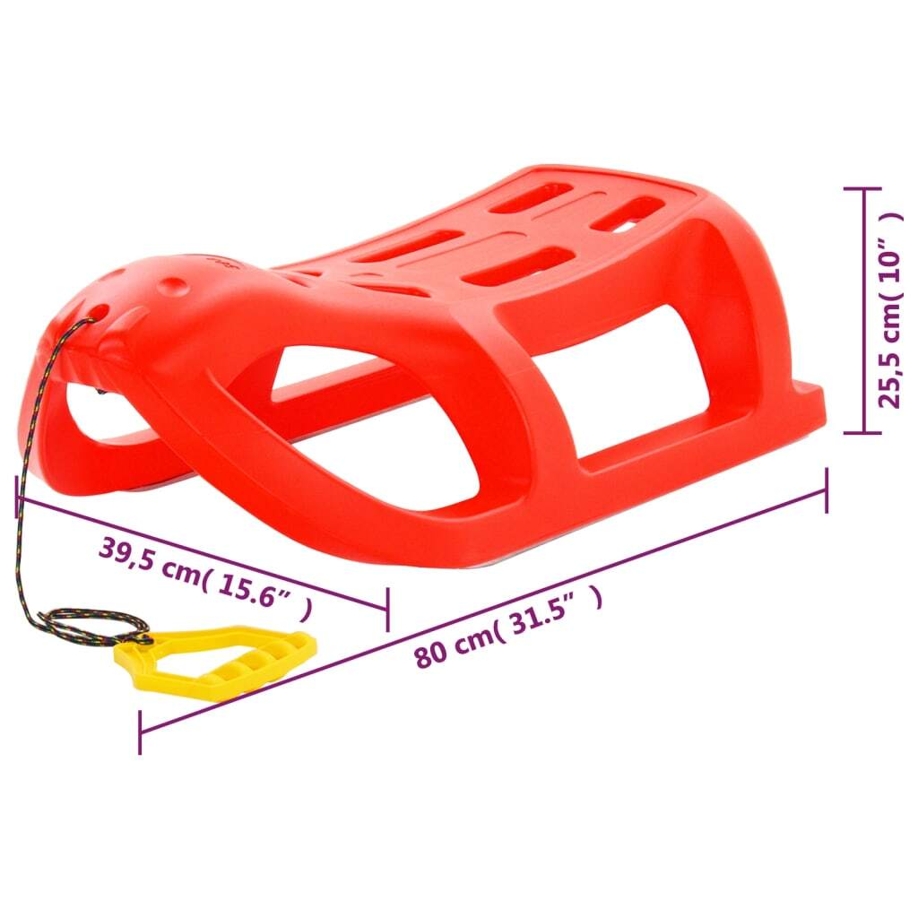 vidaXL Sledge Red 80x39.5x25.5 cm Polypropylene