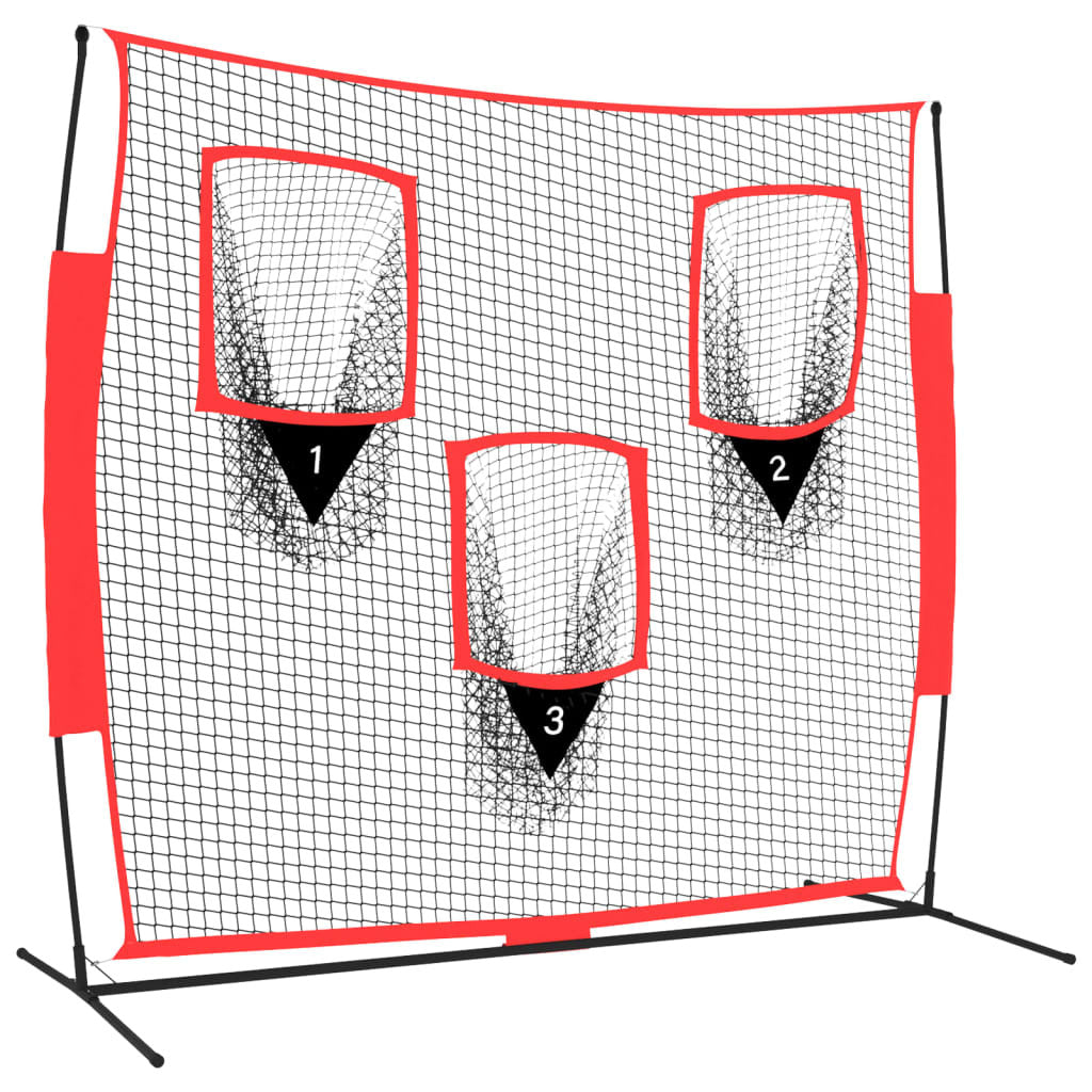 vidaXL Portable Baseball Net Black and Red 183x105x183 cm Polyester