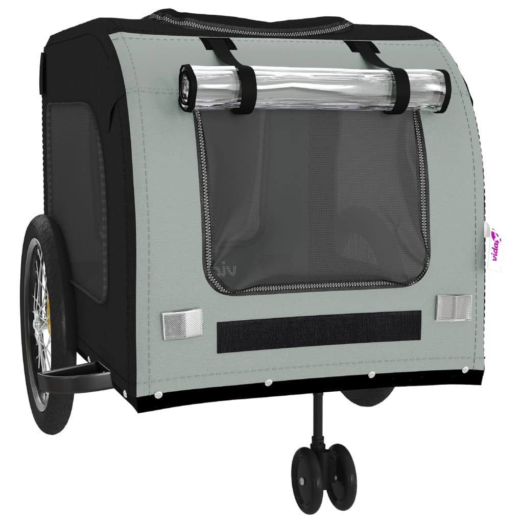 vidaXL Pet Bike Trailer Black and Grey Oxford Fabric and Iron