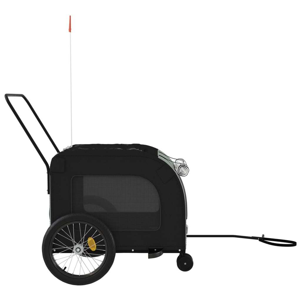 vidaXL Pet Bike Trailer Black and Grey Oxford Fabric and Iron