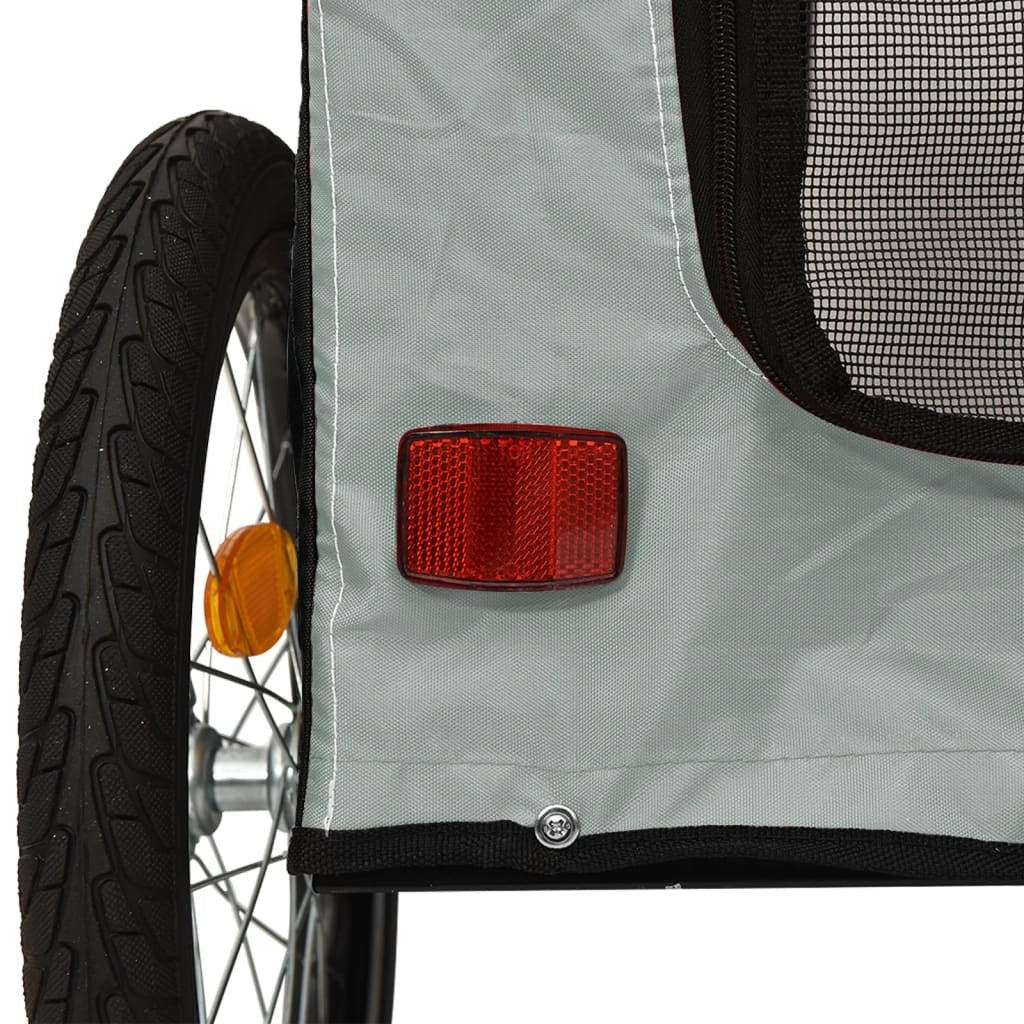 vidaXL Pet Bike Trailer Black and Grey Oxford Fabric and Iron