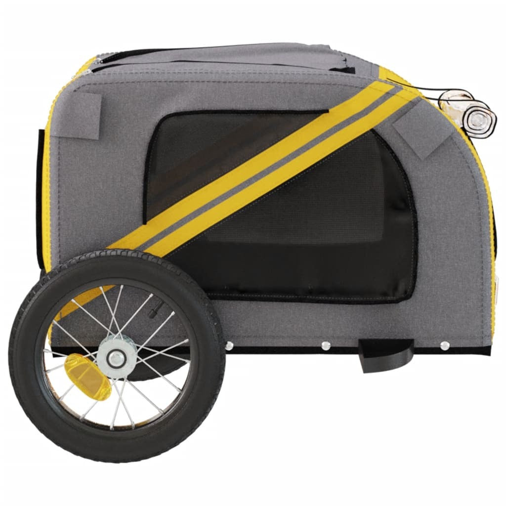 vidaXL Pet Bike Trailer Yellow and Grey Oxford Fabric and Iron