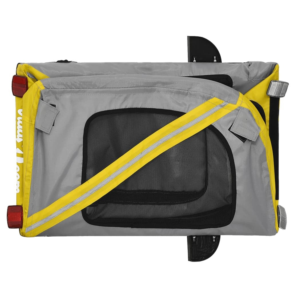 vidaXL Pet Bike Trailer Yellow and Grey Oxford Fabric and Iron