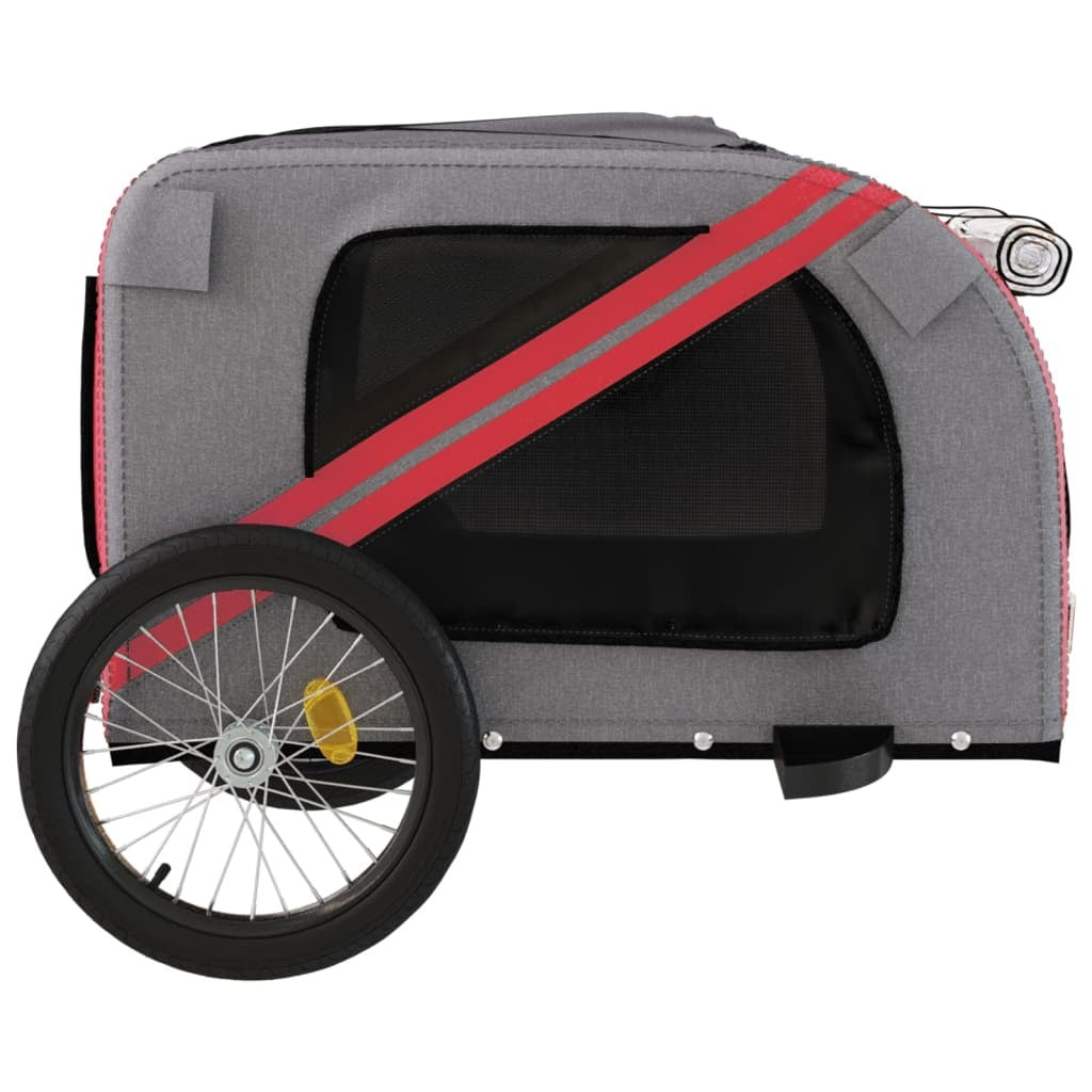 vidaXL Pet Bike Trailer Red and Grey Oxford Fabric and Iron