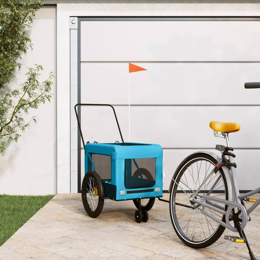 vidaXL Pet Bike Trailer Blue and Black Oxford Fabric and Iron