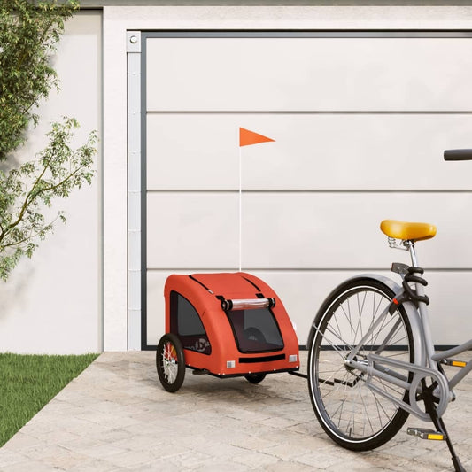 vidaXL Pet Bike Trailer Orange Oxford Fabric and Iron