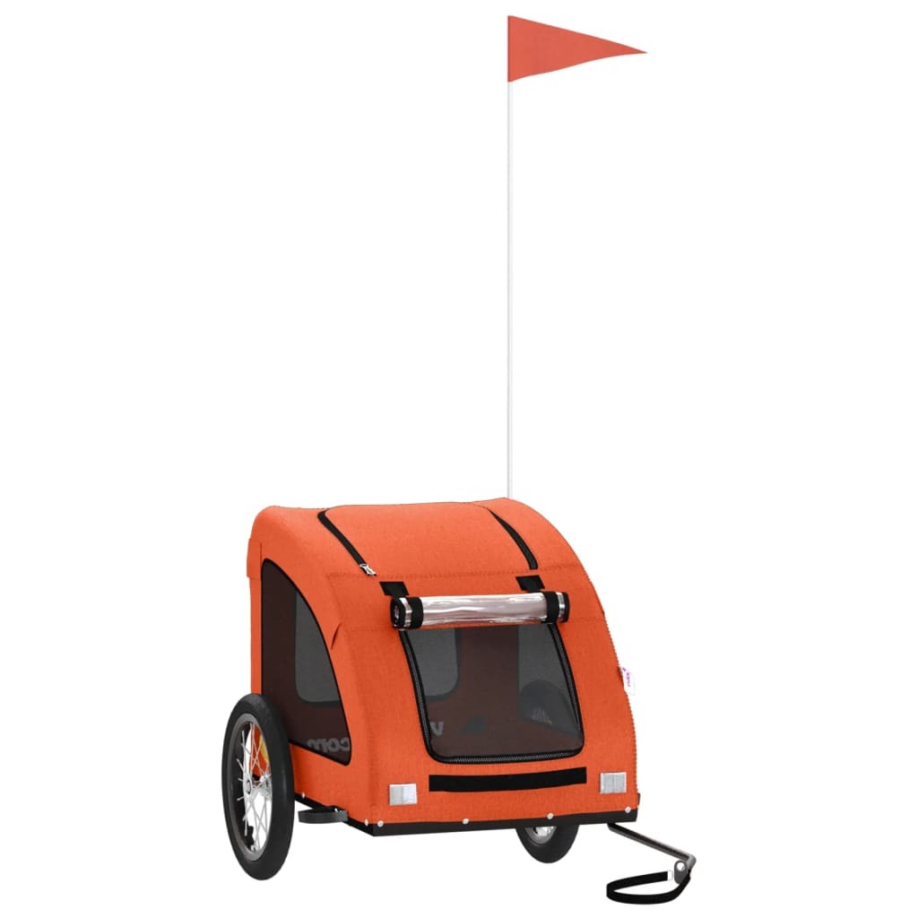 vidaXL Pet Bike Trailer Orange Oxford Fabric and Iron