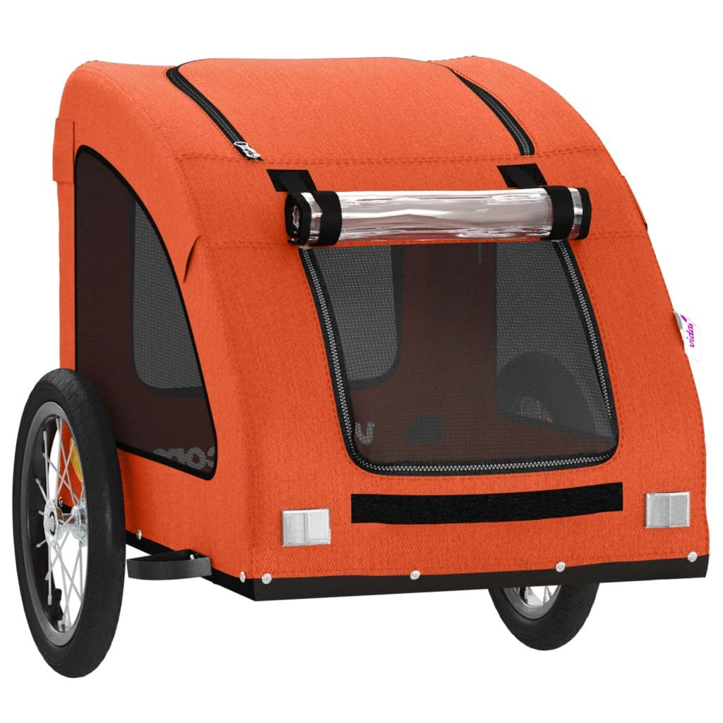 vidaXL Pet Bike Trailer Orange Oxford Fabric and Iron