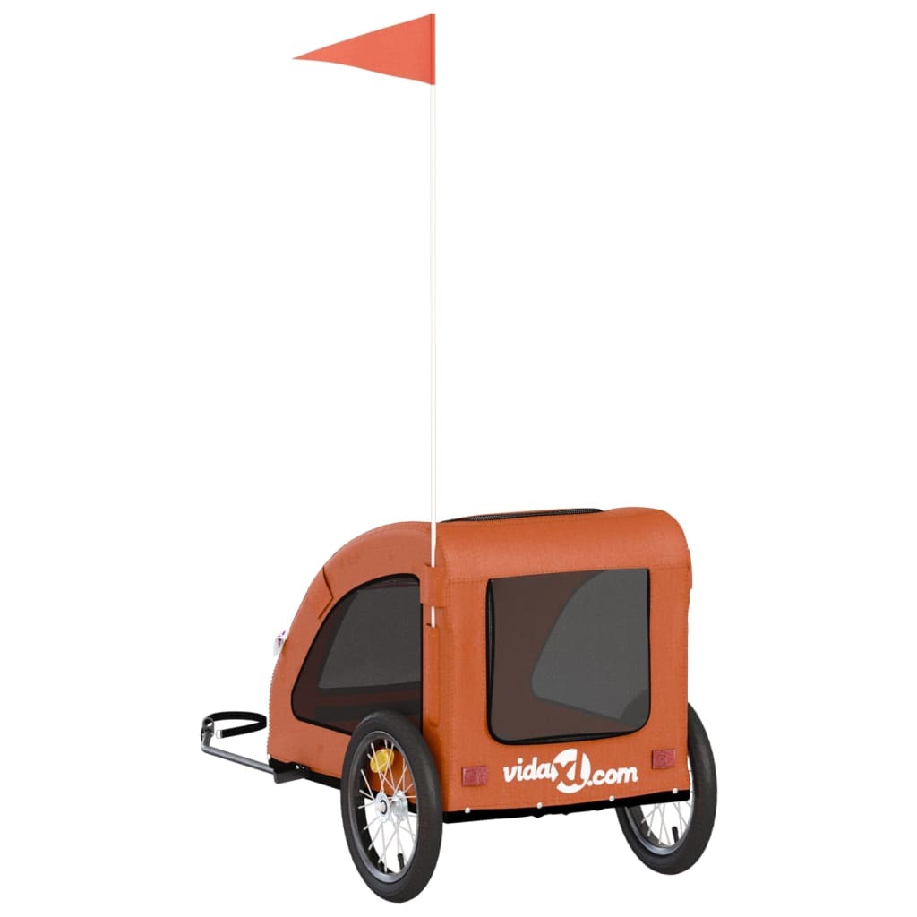 vidaXL Pet Bike Trailer Orange Oxford Fabric and Iron