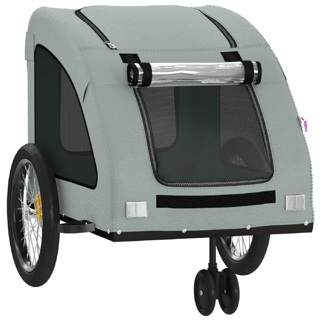 vidaXL Pet Bike Trailer Grey Oxford Fabric and Iron