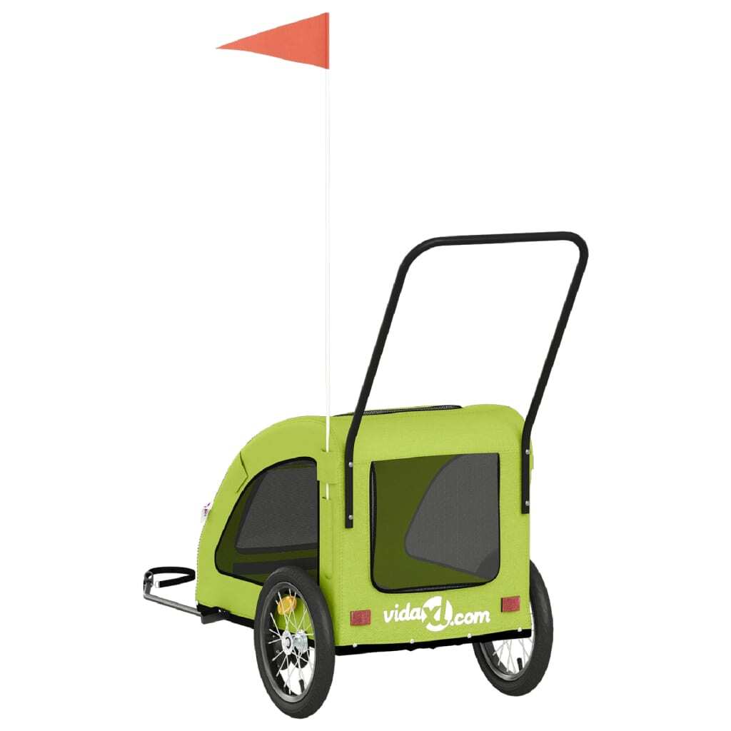 vidaXL Pet Bike Trailer Green Oxford Fabric and Iron