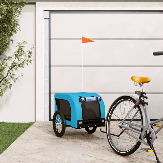 vidaXL Pet Bike Trailer Blue and Black Oxford Fabric and Iron