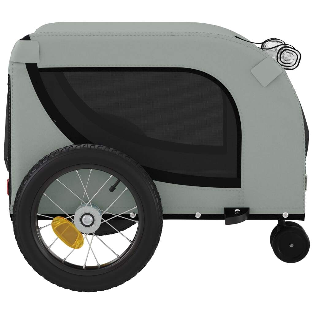 vidaXL Pet Bike Trailer Grey and Black Oxford Fabric and Iron