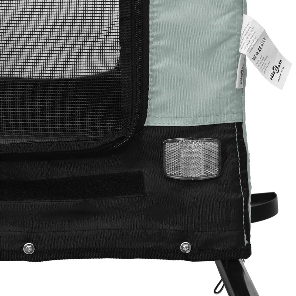 vidaXL Pet Bike Trailer Grey and Black Oxford Fabric and Iron