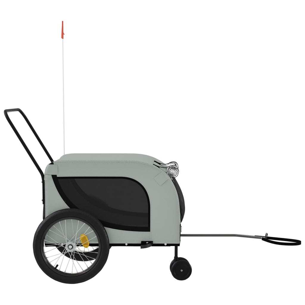 vidaXL Pet Bike Trailer Grey and Black Oxford Fabric and Iron