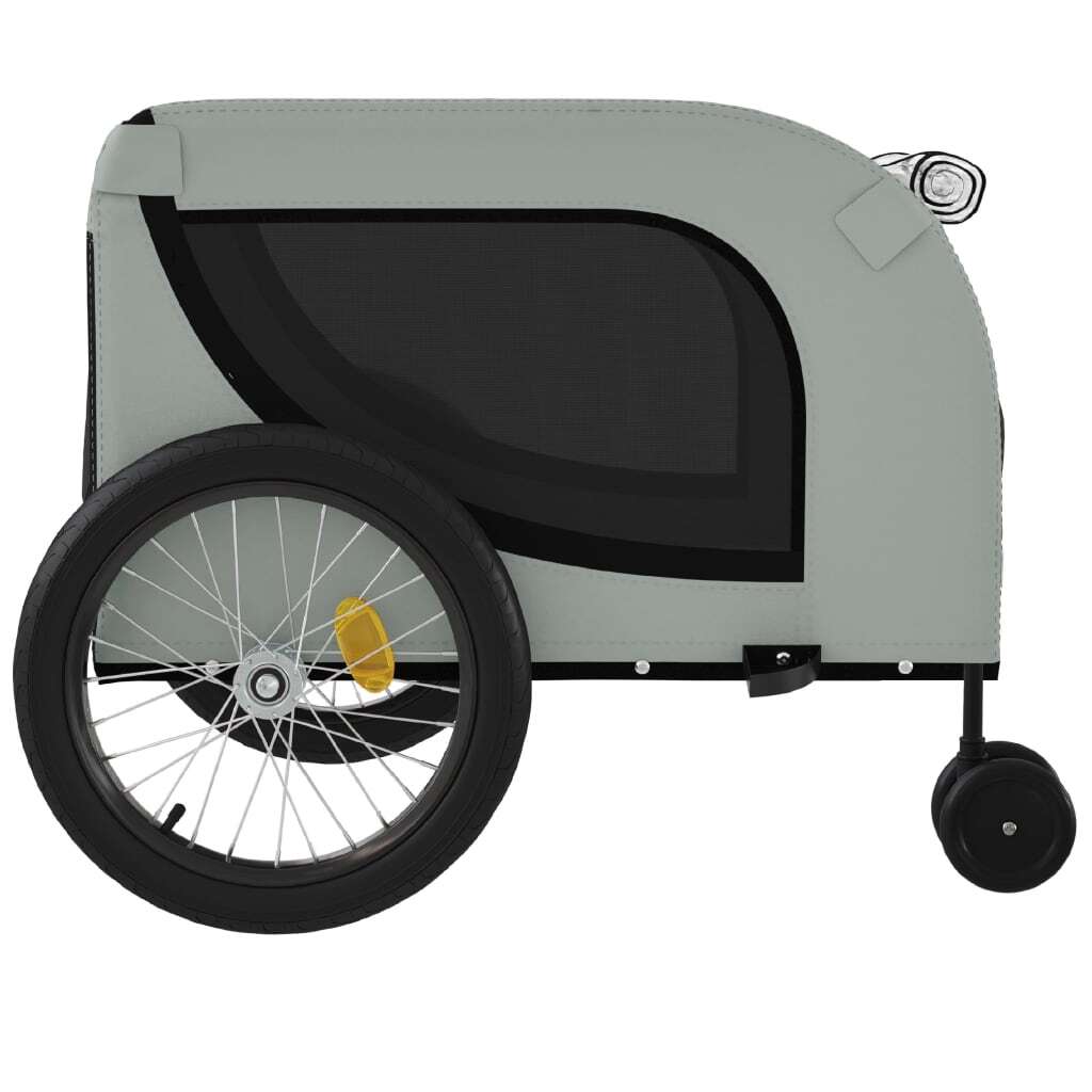 vidaXL Pet Bike Trailer Grey and Black Oxford Fabric and Iron