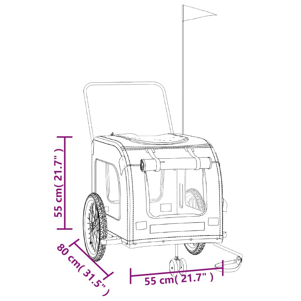 vidaXL Pet Bike Trailer Grey and Black Oxford Fabric and Iron