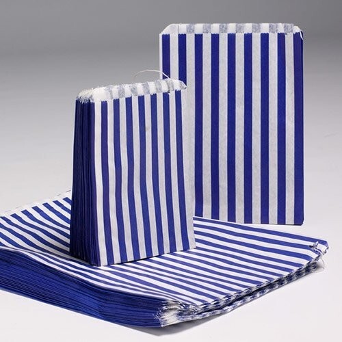 7X9" Candy Stripe Bags  - BLUE - Per case: 1000 Piece