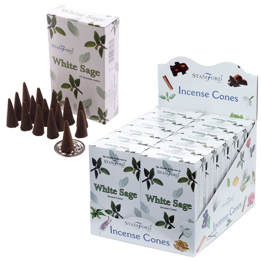 White Sage Stamford Incense Cones - Qty: 12