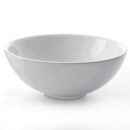 White Ceramic Round Bowl Style Vessel Bathroom Sink with 1.75-inch