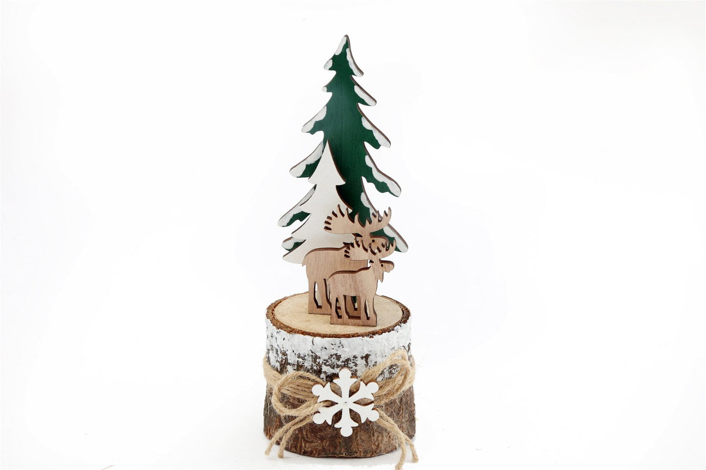 Woodland Scene With Trees & Deer Decoration 19cm