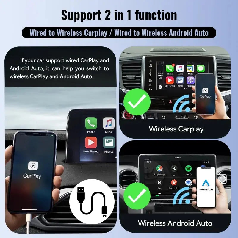 XUDA NEW Wireless CarPlay Android Auto Wireless Adapter Smart Mini Box