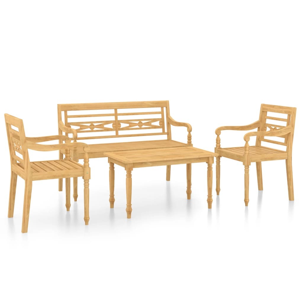 4 Piece Garden Lounge Set Solid Teak Wood