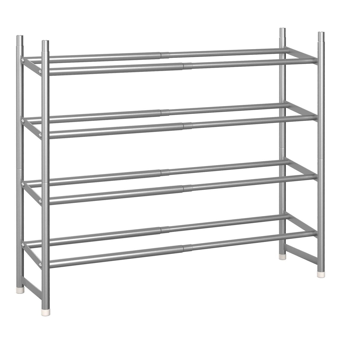 4 Tier Minimalist Shoe Rack Extendable Metal Organiser Stand - Grey