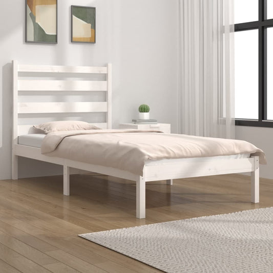 Bed Frame White Solid Wood Pine 90x200 cm