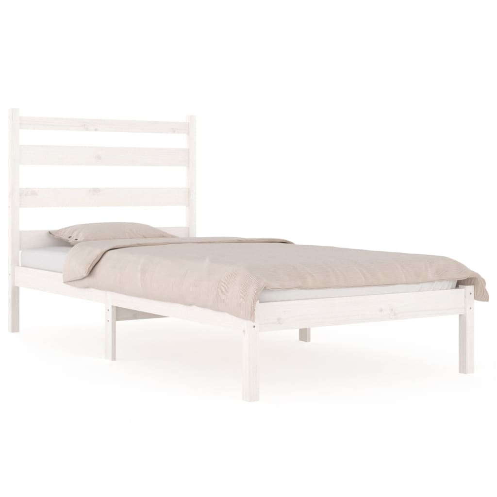 Bed Frame White Solid Wood Pine 90x200 cm