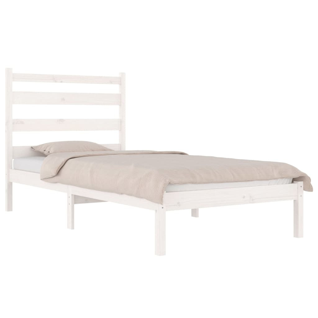 Bed Frame White Solid Wood Pine 90x200 cm