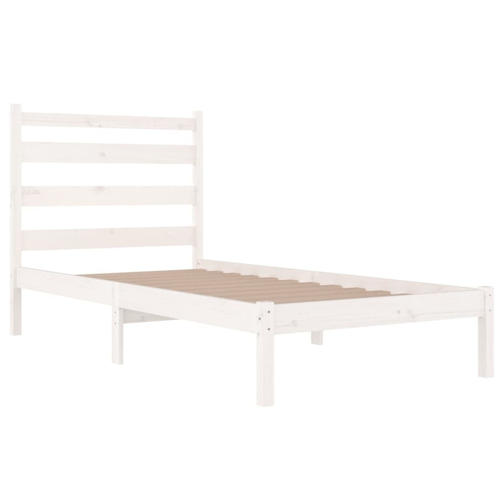 Bed Frame White Solid Wood Pine 90x200 cm