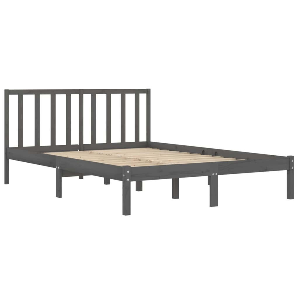 Bed Frame Grey Solid Wood Pine 140x190 cm