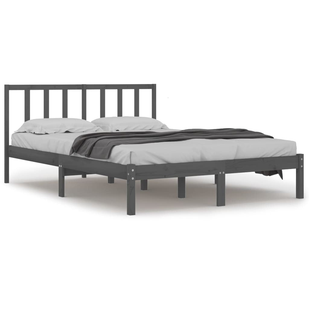 Bed Frame Grey Solid Wood Pine 160x200 cm