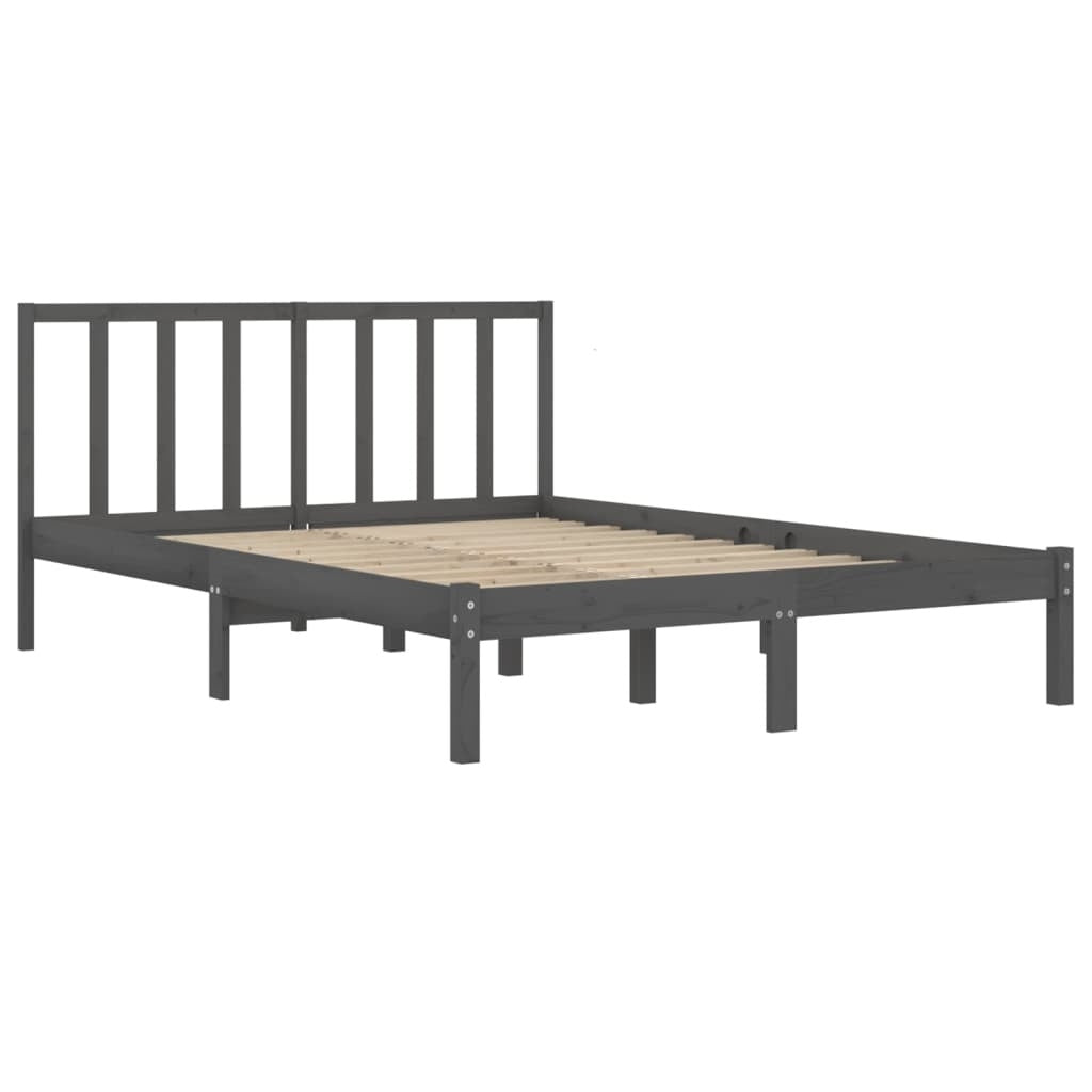 Bed Frame Grey Solid Wood Pine 160x200 cm