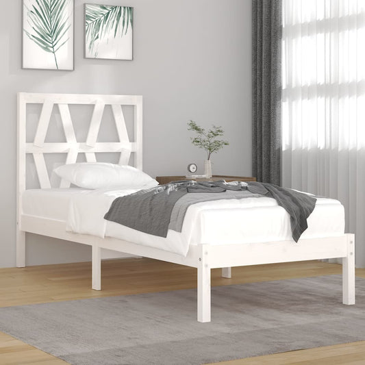 Bed Frame White Solid Wood Pine 90x190 cm Single