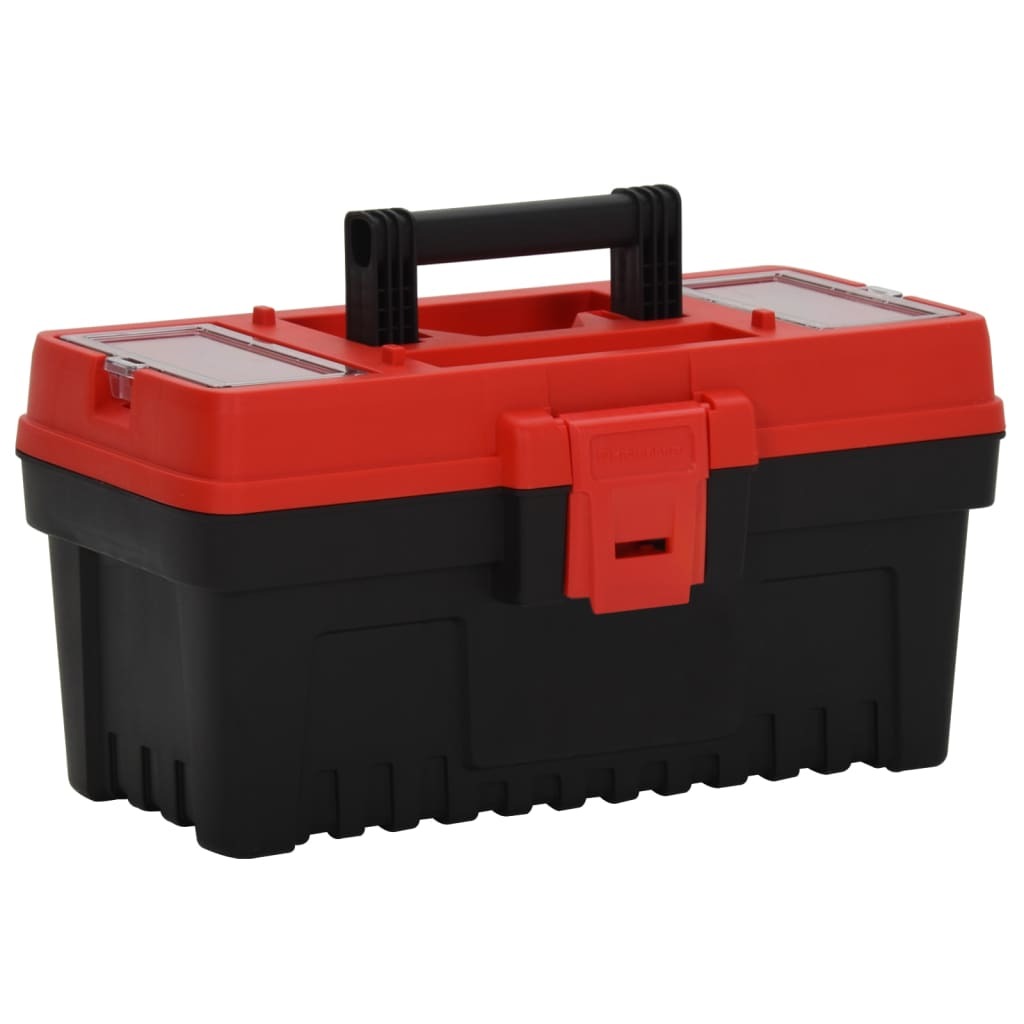 2 Piece Tool Box Set Black and Red Polypropylene