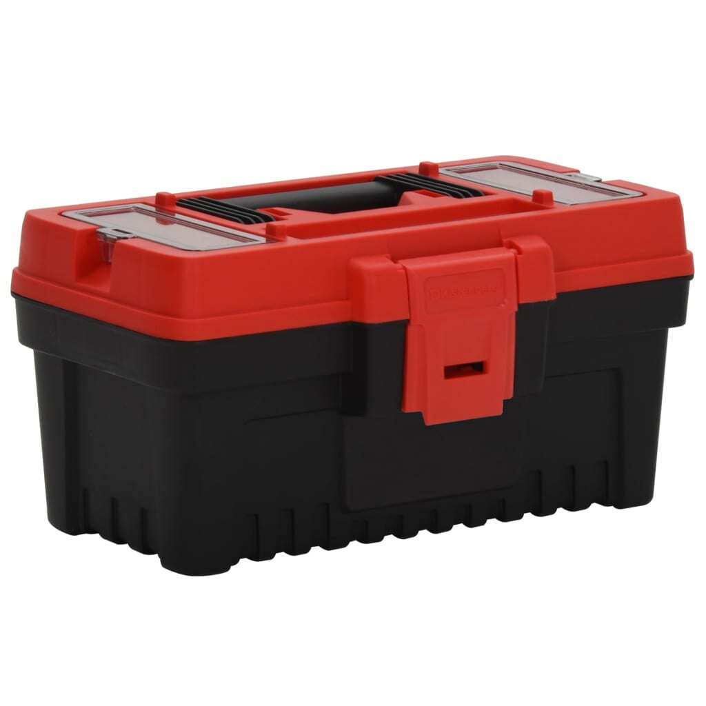 2 Piece Tool Box Set Black and Red Polypropylene