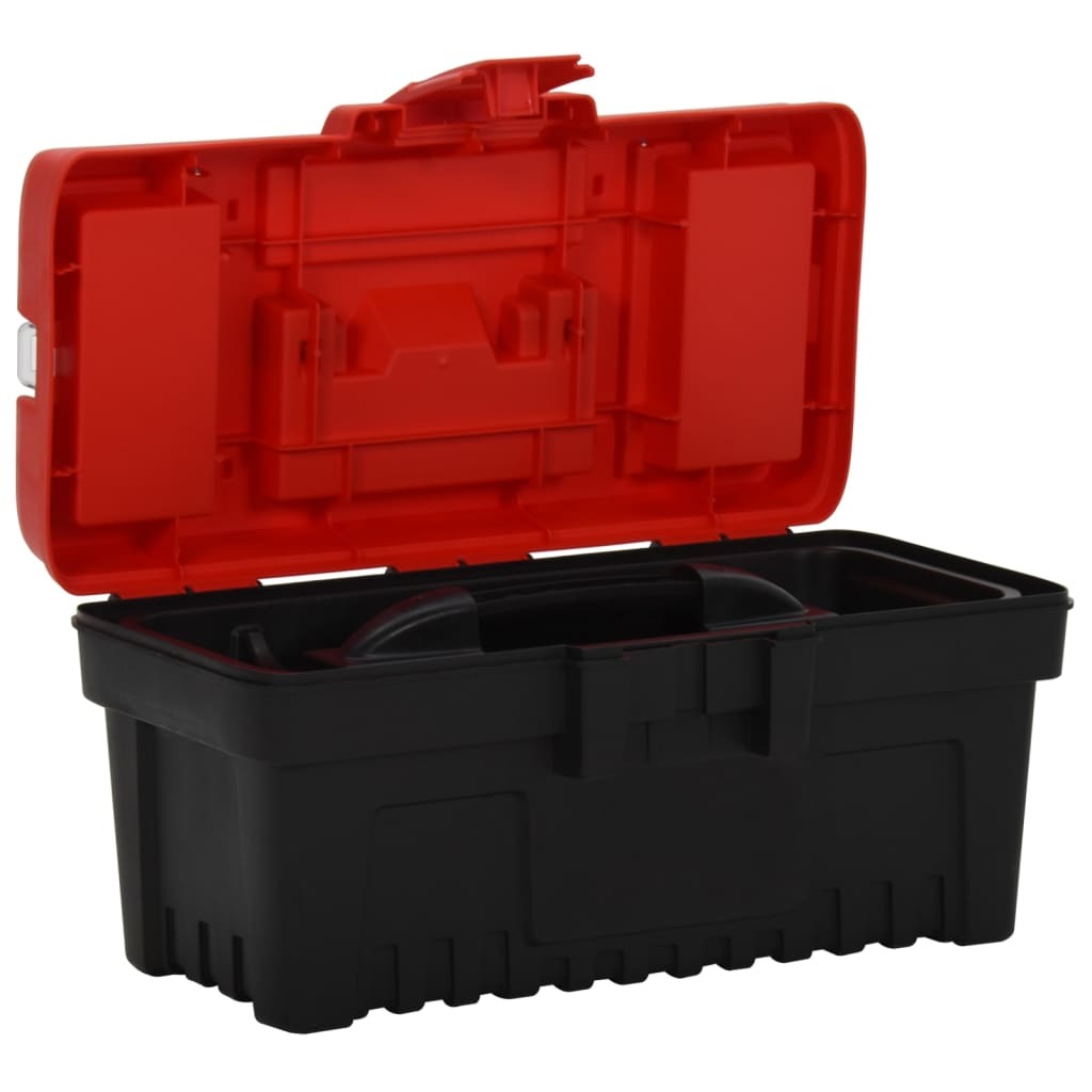 2 Piece Tool Box Set Black and Red Polypropylene