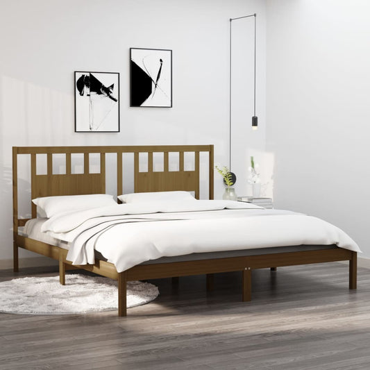 Bed Frame Honey Brown Solid Wood Pine 200x200 cm