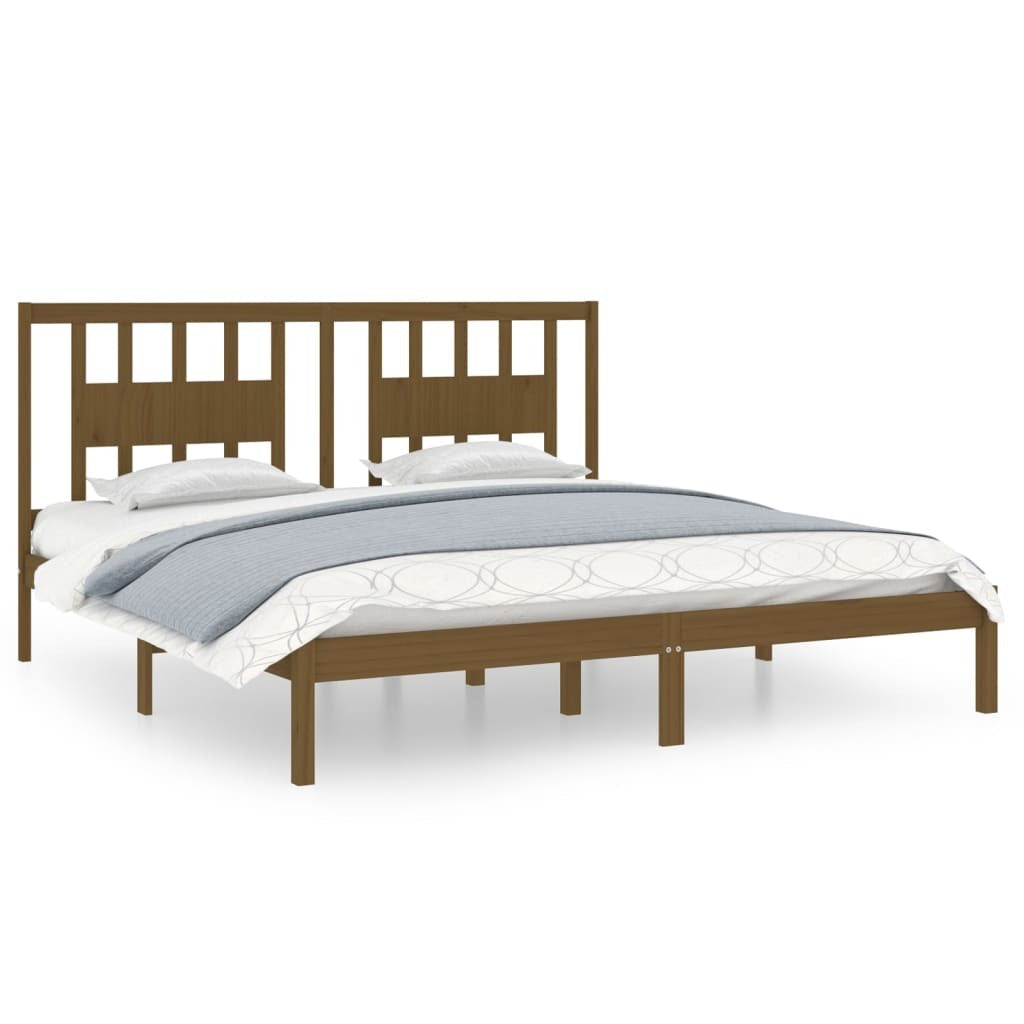 Bed Frame Honey Brown Solid Wood Pine 200x200 cm