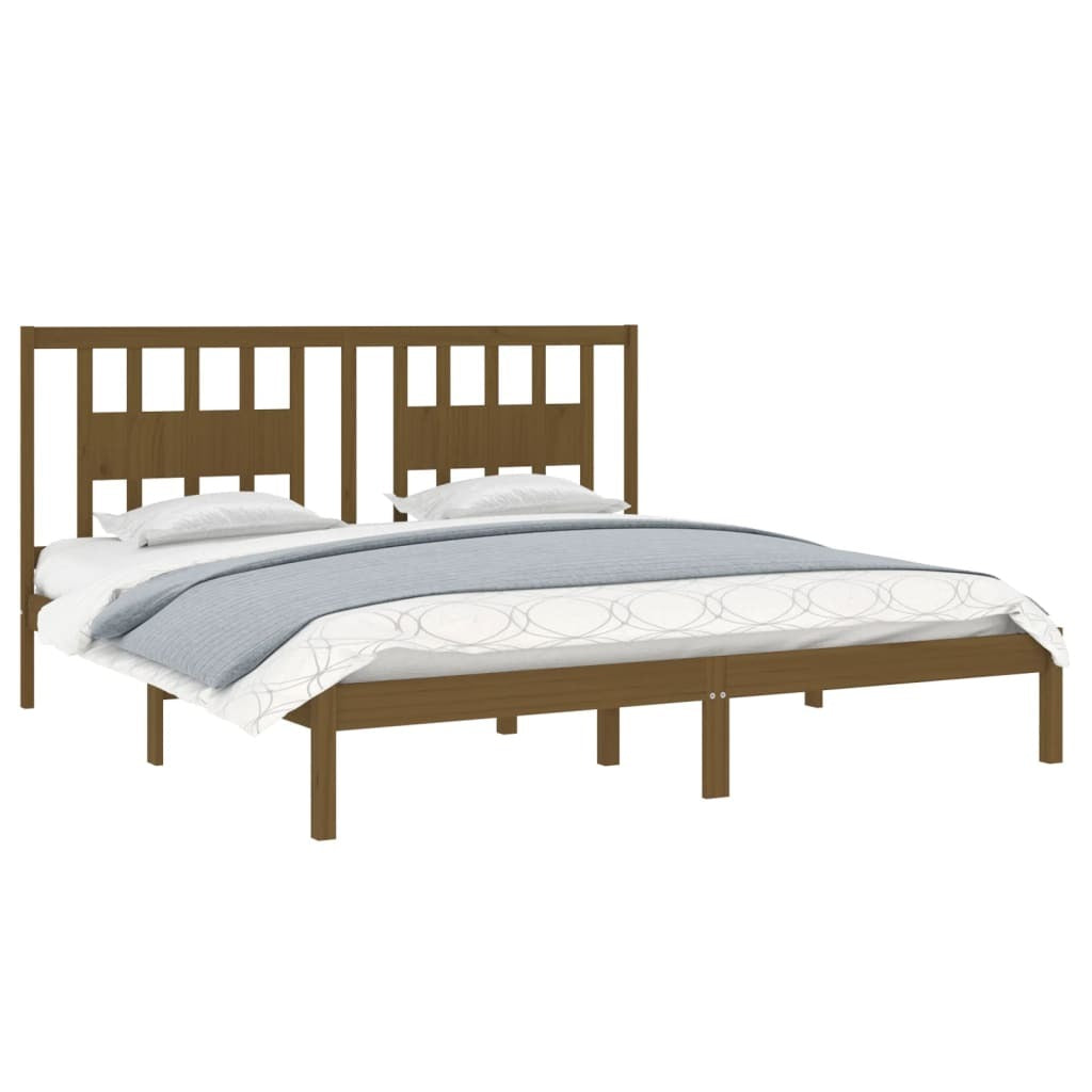 Bed Frame Honey Brown Solid Wood Pine 200x200 cm