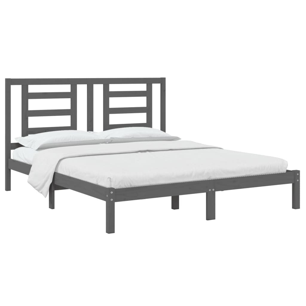 Bed Frame Grey Solid Wood Pine 160x200 cm