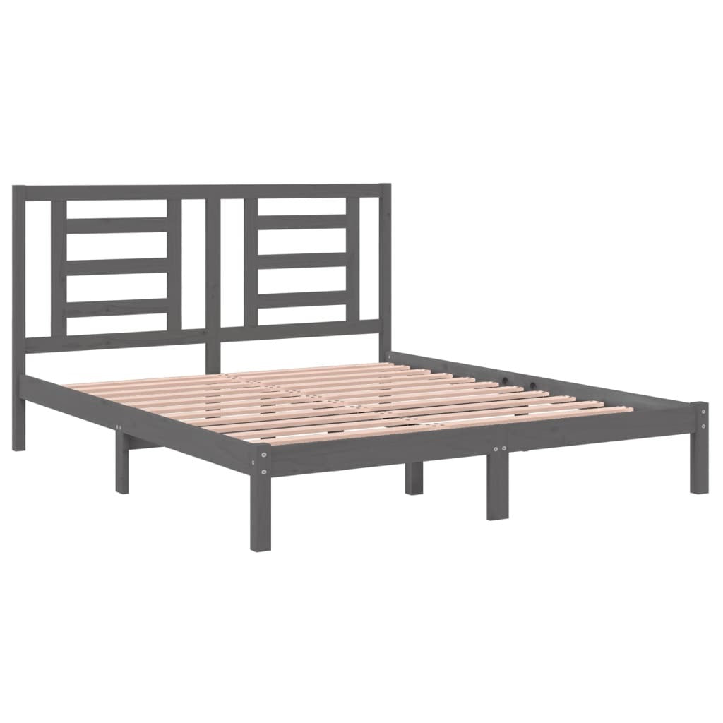 Bed Frame Grey Solid Wood Pine 160x200 cm