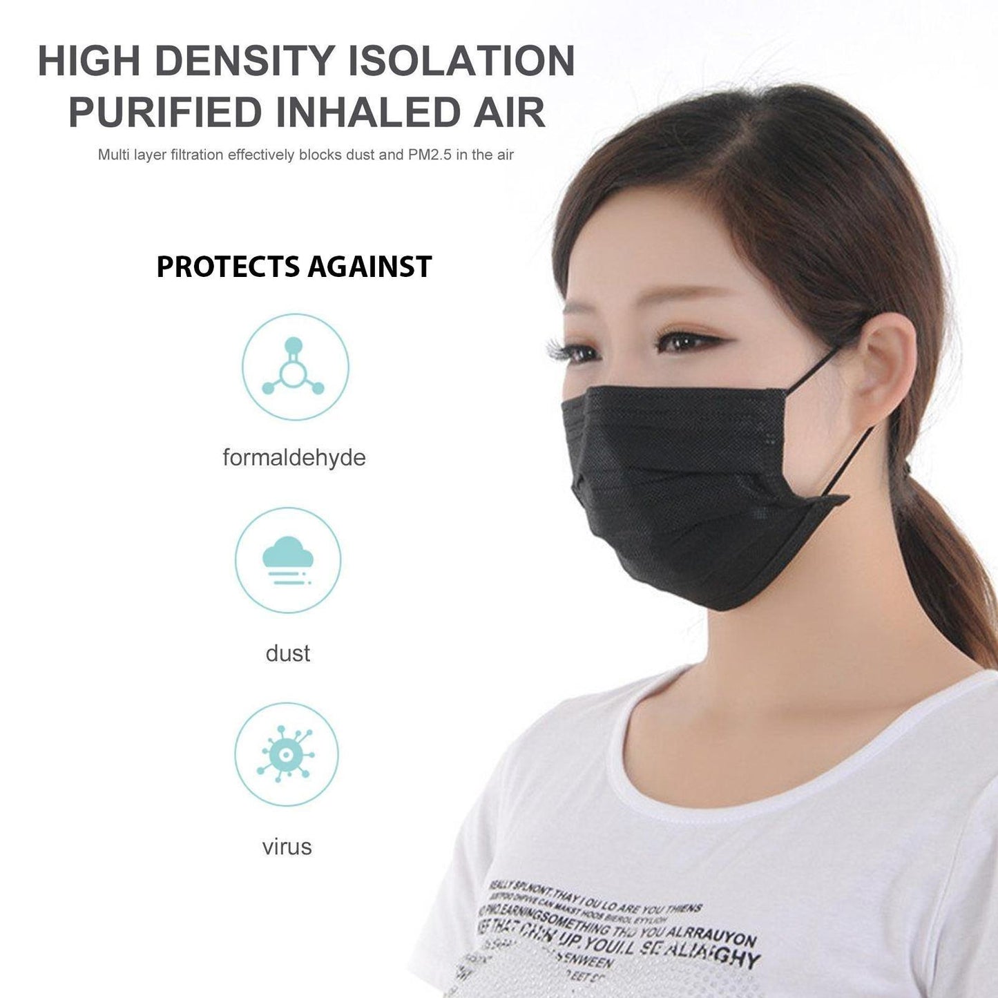 1X 25Pk Disposable Face Masks BLACK | PMS-755017 | AS-05237